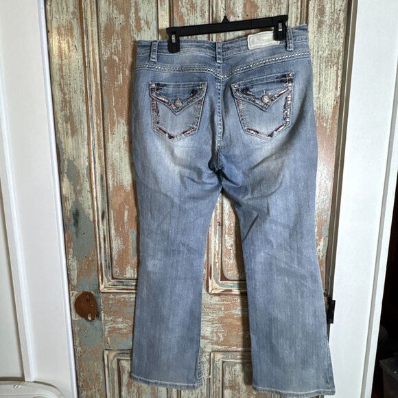 Shyanne Anne Jeans Womens 32 Short Boot Blue Light Pockets Embroidery Rhinestone - Picture 10 of 10